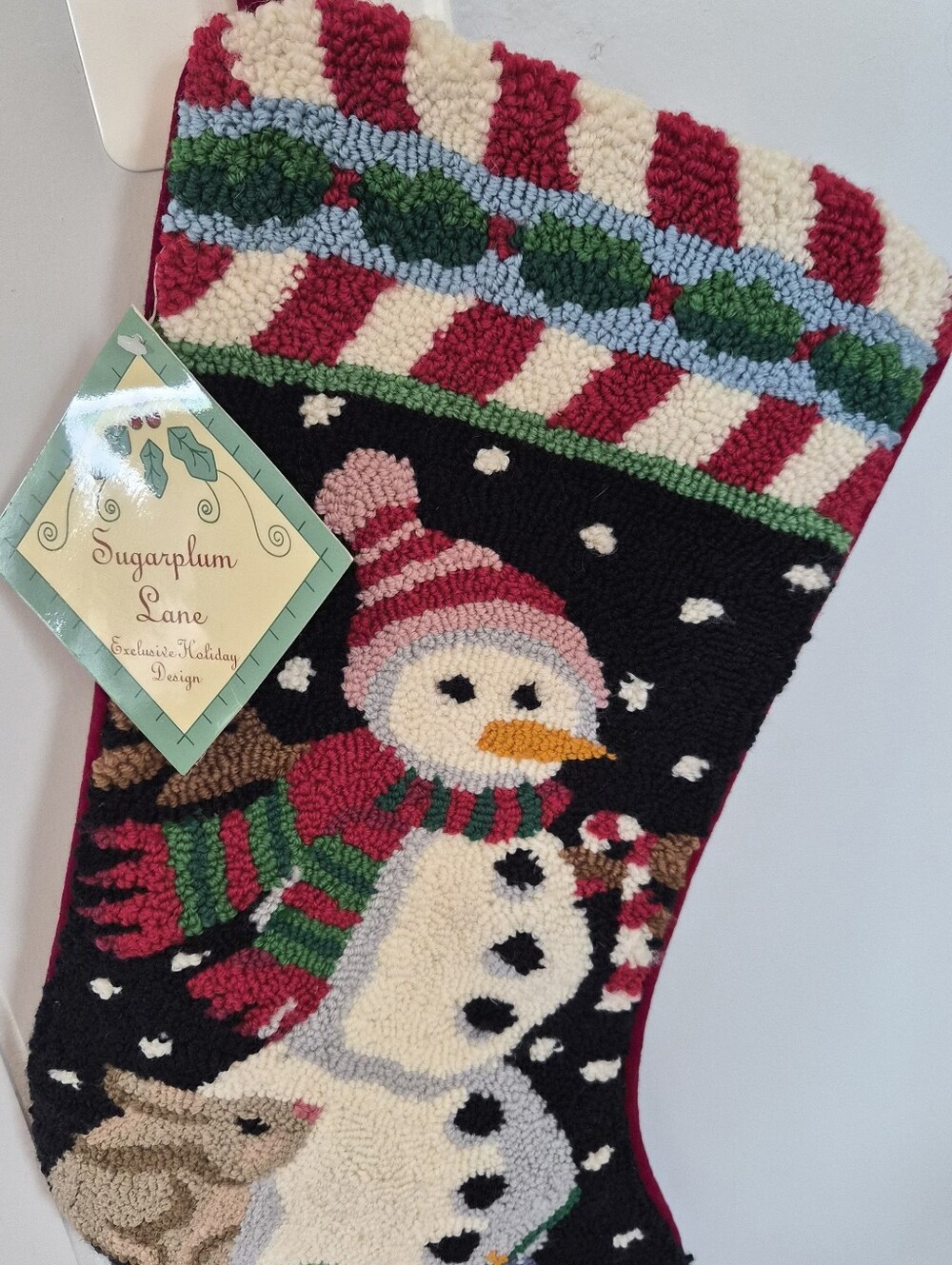 Vintage Wool Needlepoint Christmas Stocking